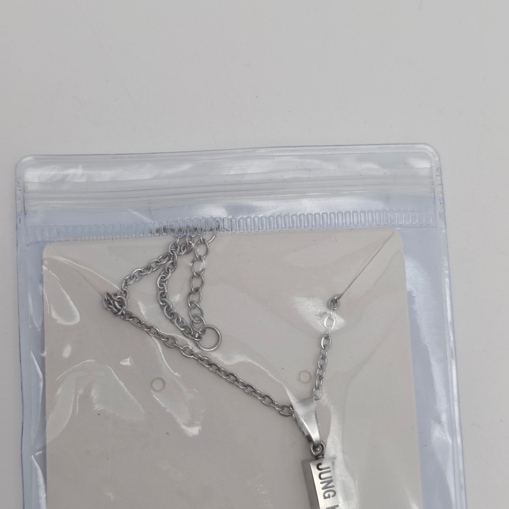 BTS Jung Kook Necklace Silver Bar Pendant K-pop ARMY Fan Jewelry Bangtan Boys - Picture 5 of 5
